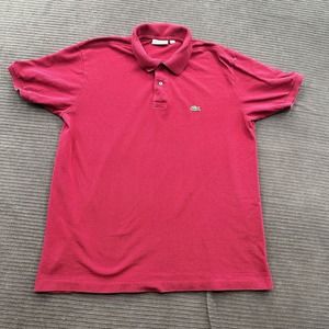 Lacoste Classic Fit Polo Shirt Men 2XL XXL Maroon Cotton Golf Golfing Preppy.